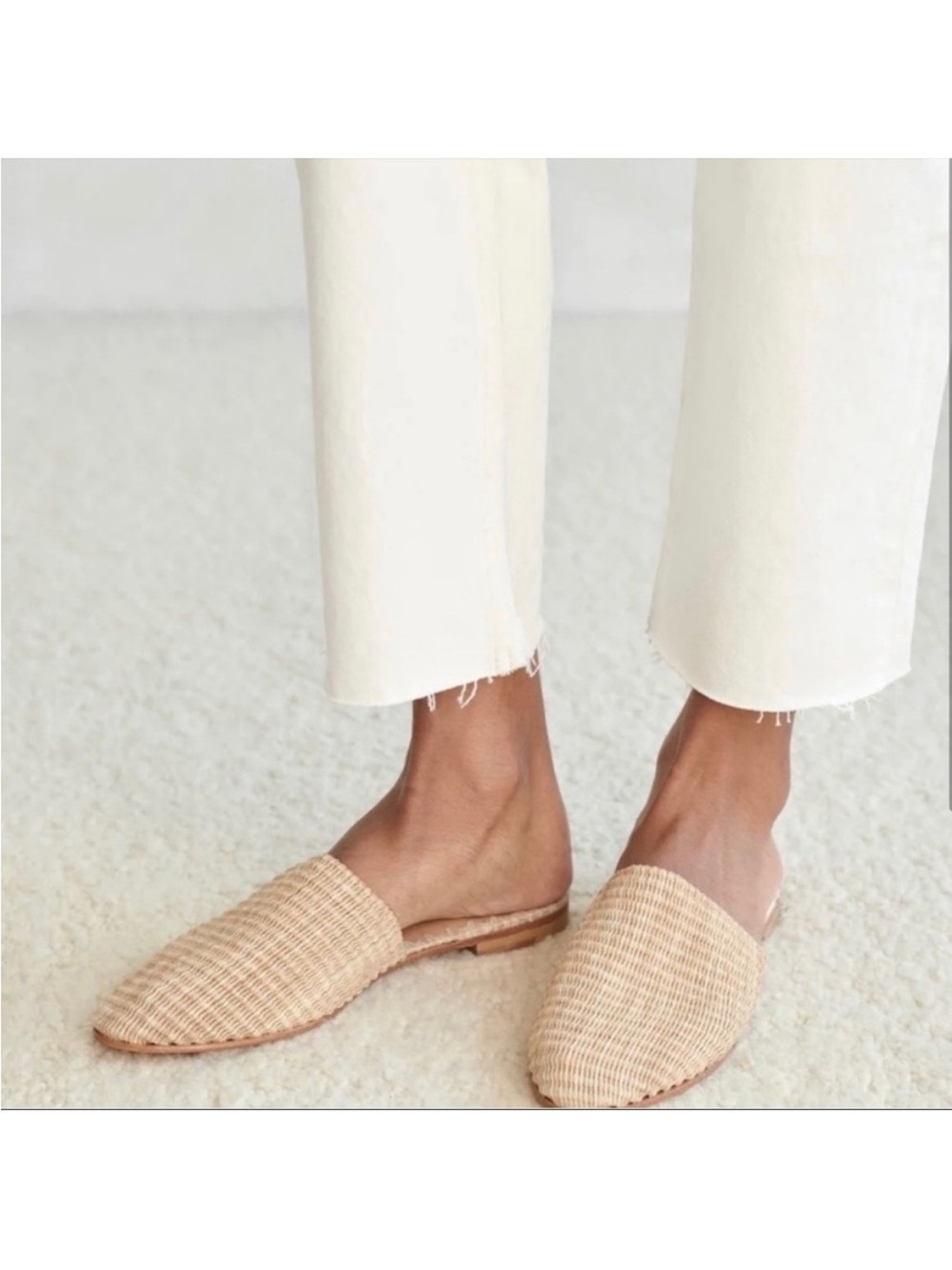 Jenni Kayne NWOT Tan Raffia Woven Mule Slides - Women's Casual Slip-Ons Size 8